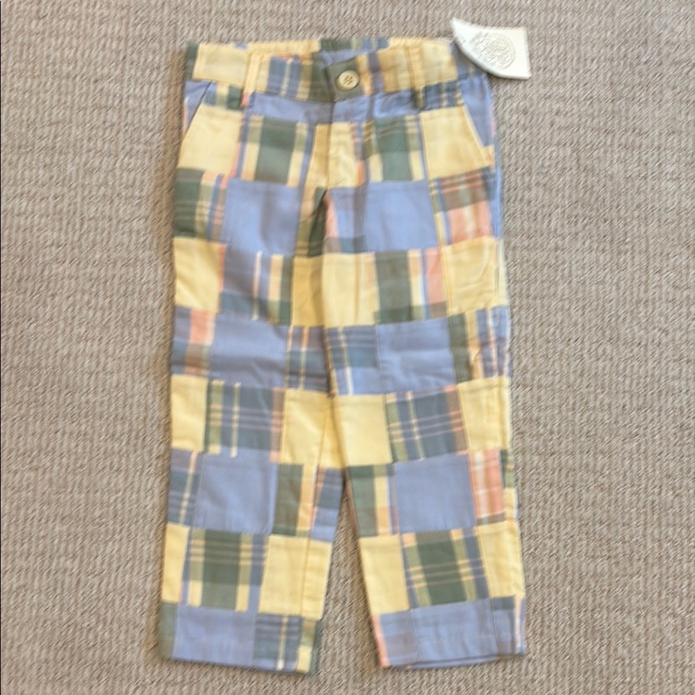 Plaid Kids Bottoms in Yellow and Blue